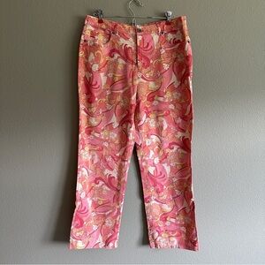 Vintage Talbots Pink Floral Retro Print Pants 14